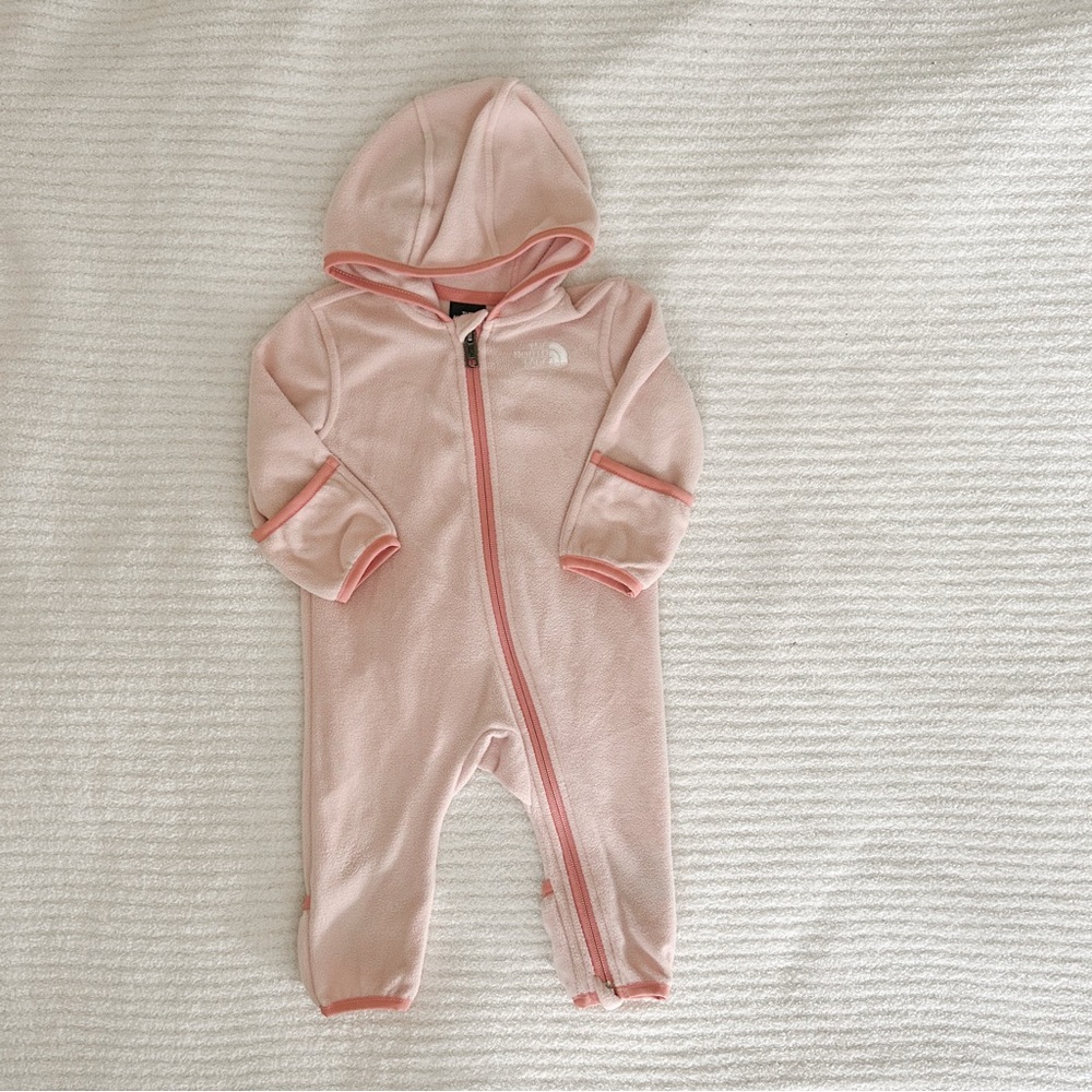 The North Face Light Pink Hooded Fleece One-Piece